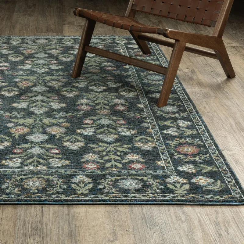 Tapete Principado Floral en Azul Marino