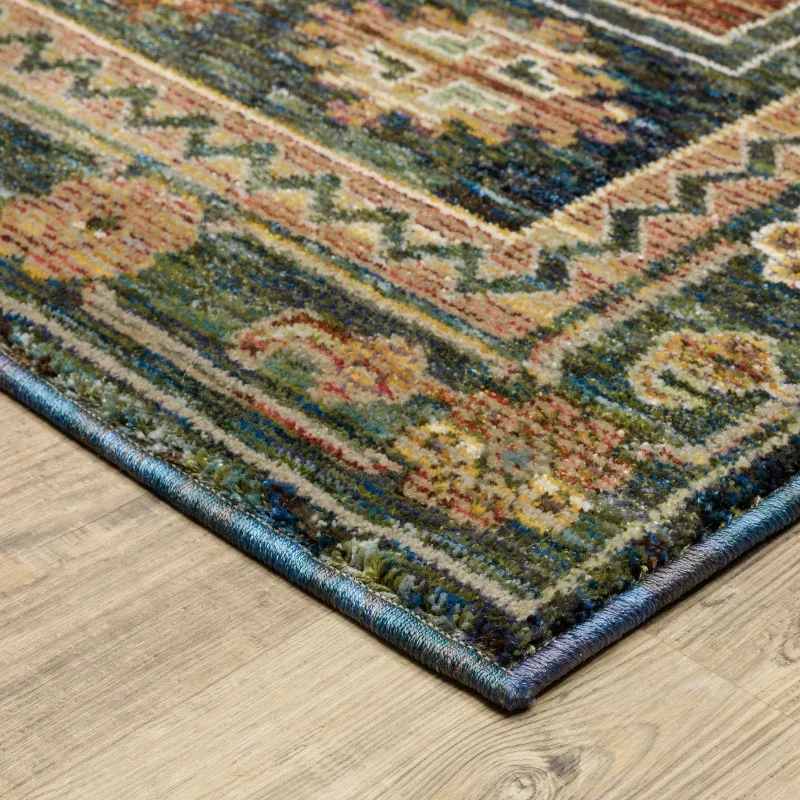 Tapete Principado Tribal en Azul y Terracota