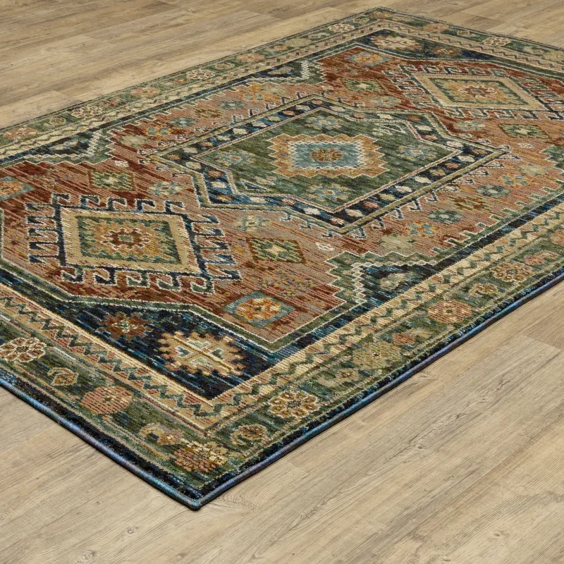 Tapete Principado Tribal en Azul y Terracota