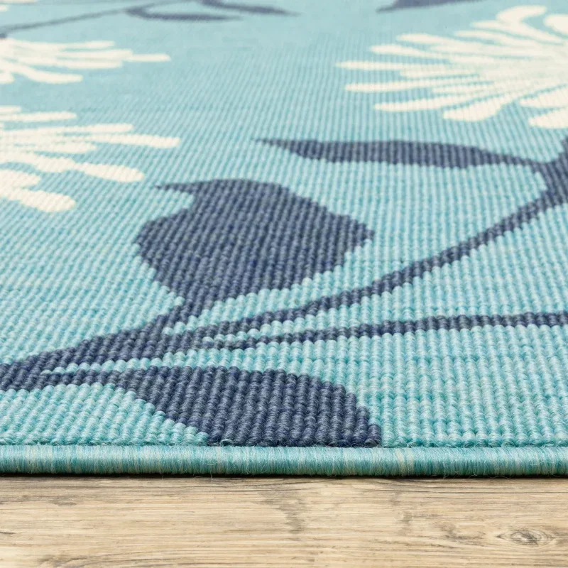 Tapete Regata Crisantemos en Azul Claro, detalle de la textura 3