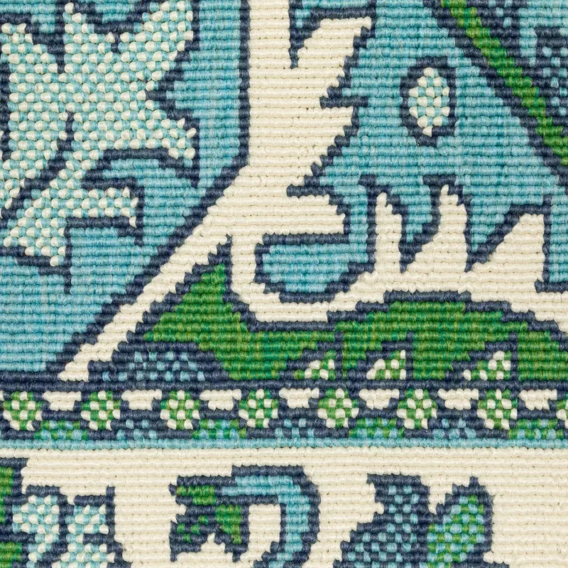 Tapete Regata Medallón en Verde con Azul, detalle de la textura 2