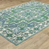 Tapete Regata Medallón en Verde con Azul sobre el piso