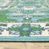 Tapete Regata Medallón en Verde con Azul sobre el piso 4