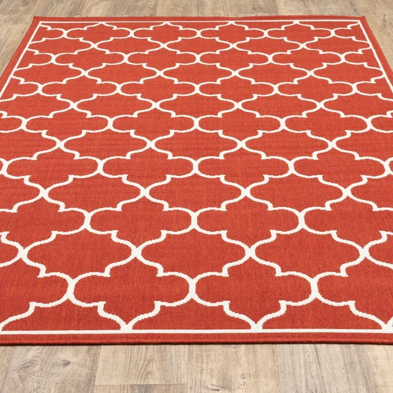 Tapete Regata Quatrefoil en Rojo sobre el piso 4