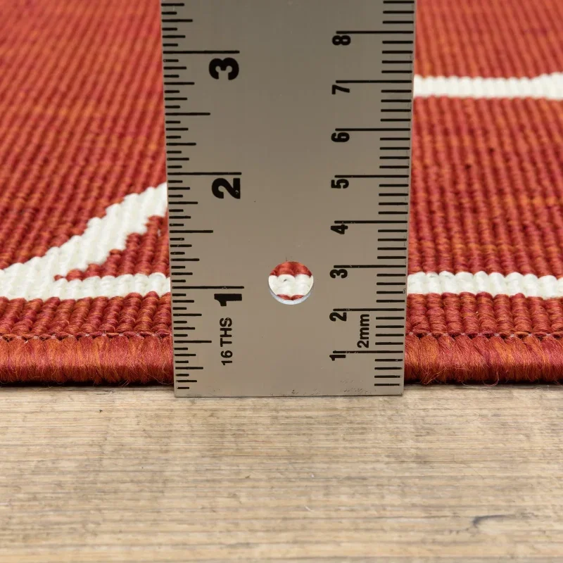 Tapete Regata Quatrefoil en Rojo, detalle del grosor