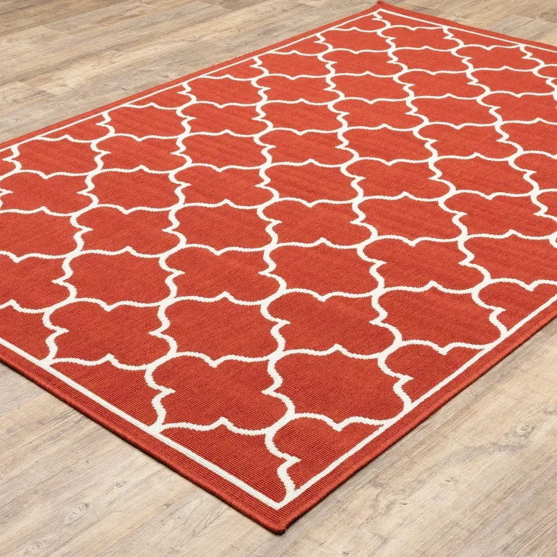 Tapete Regata Quatrefoil en Rojo sobre el piso