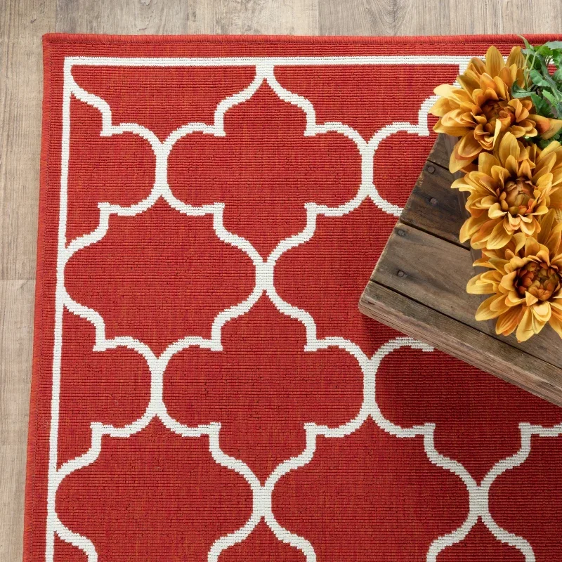 Tapete Regata Quatrefoil en Rojo sobre el piso 2