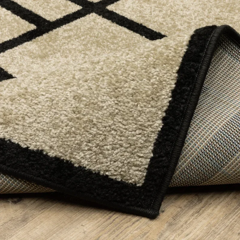 Tapete Reyna Bloques en Beige con Negro