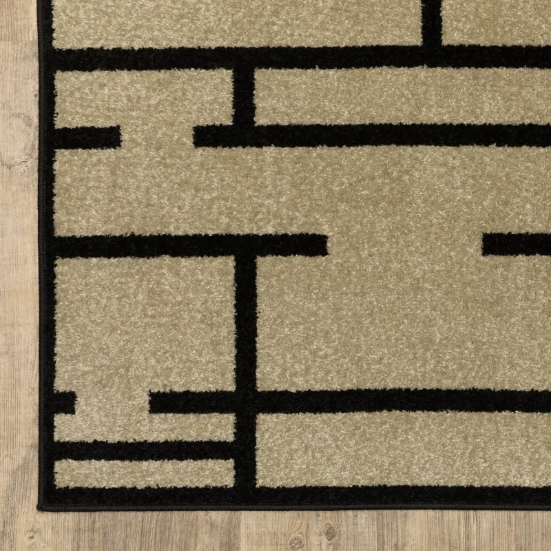 Tapete Reyna Bloques en Beige con Negro