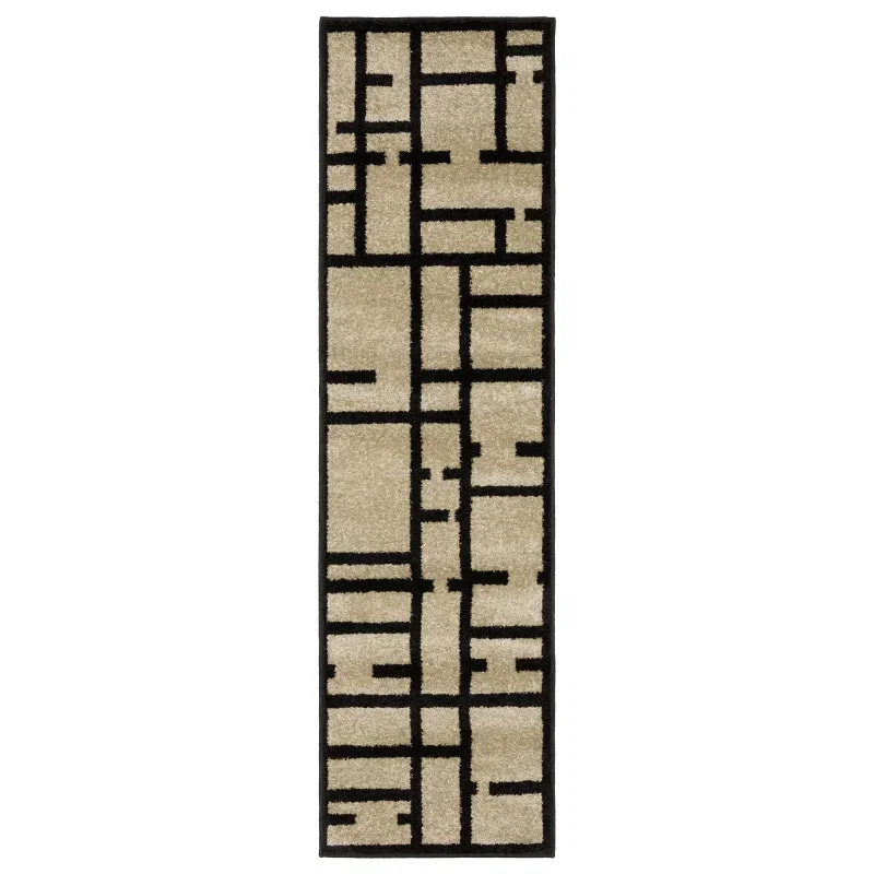 Tapete Reyna Bloques en Beige con Negro