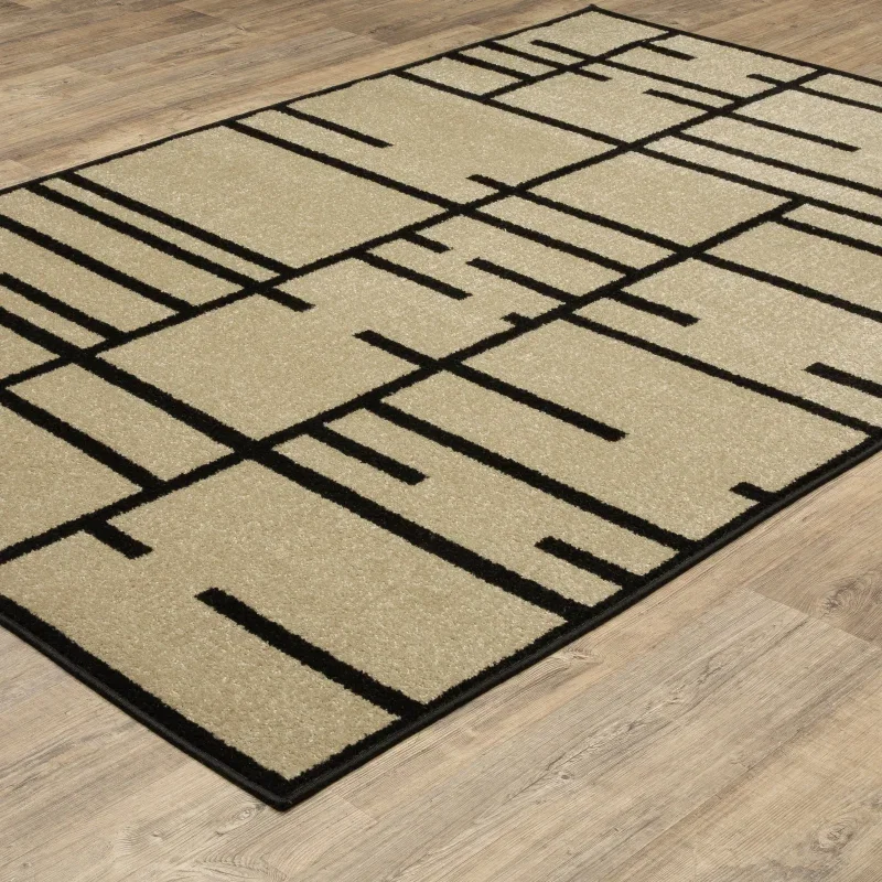 Tapete Reyna Bloques en Beige con Negro