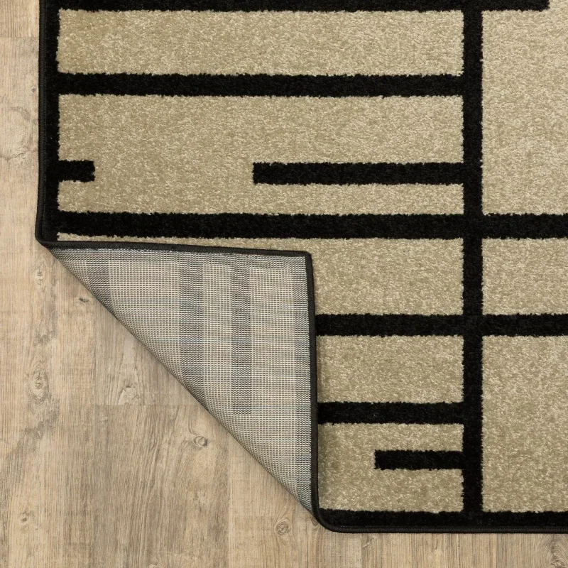 Tapete Reyna Bloques en Beige con Negro