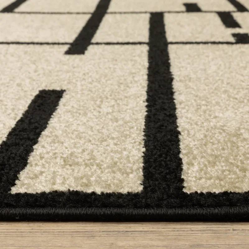 Tapete Reyna Bloques en Beige con Negro