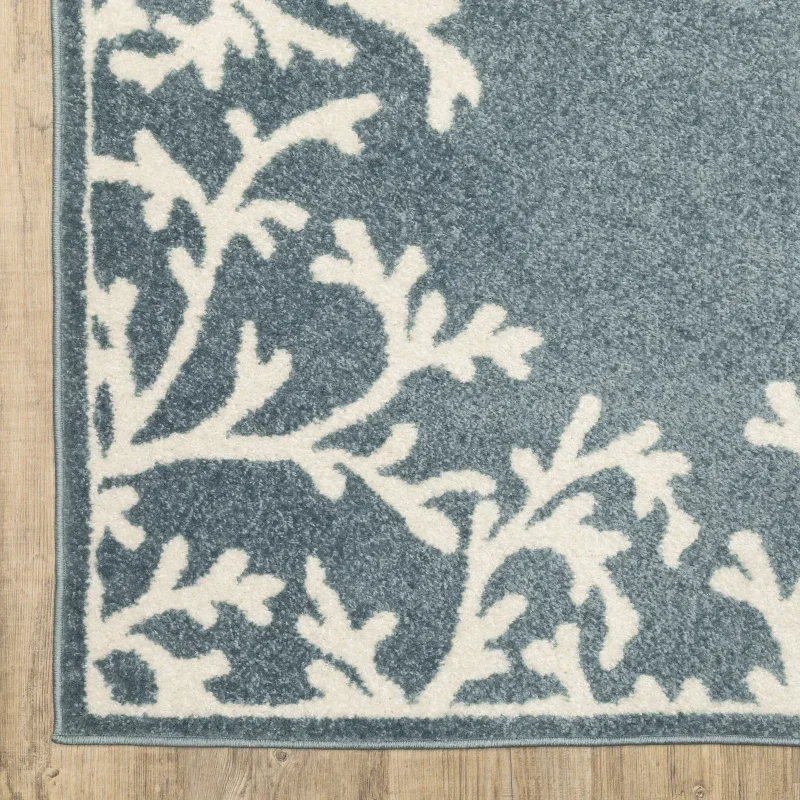 Tapete Reyna Coral en Azul, detalle de la textura