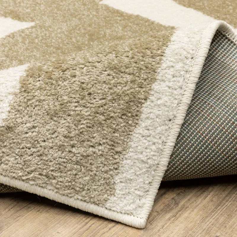 Tapete Reyna Laberinto en Beige con Marfil