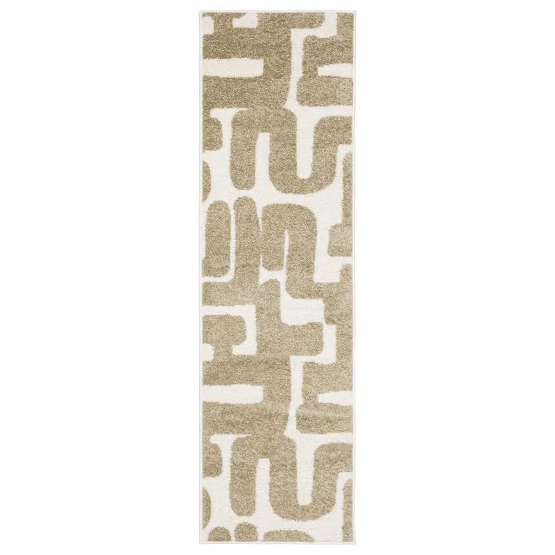 Tapete Reyna Laberinto en Beige con Marfil