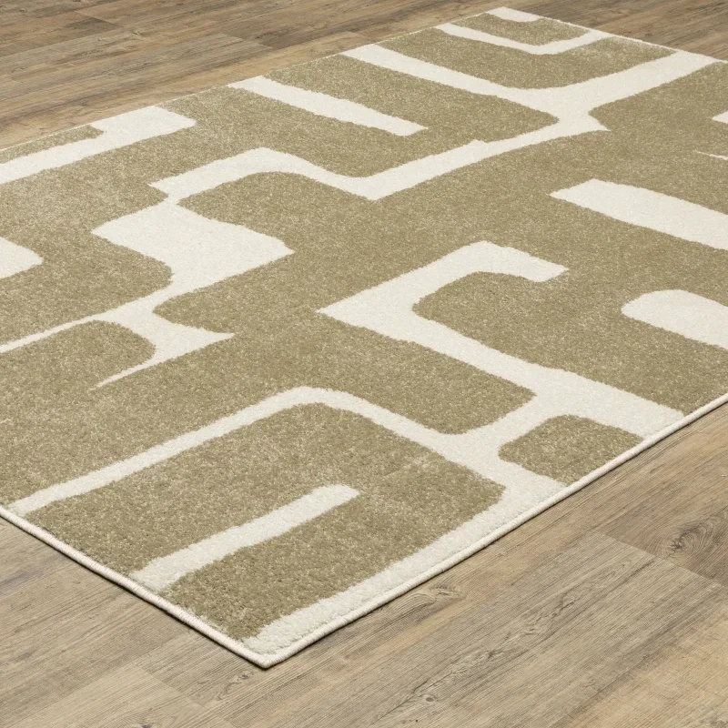 Tapete Reyna Laberinto en Beige con Marfil
