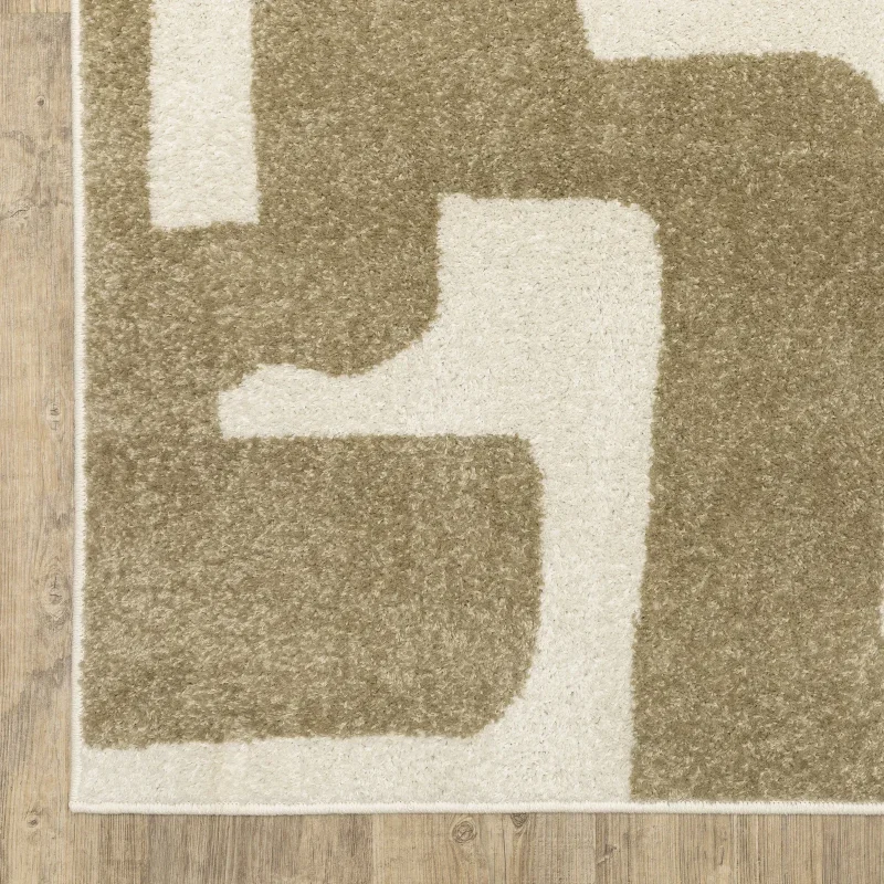 Tapete Reyna Laberinto en Beige con Marfil