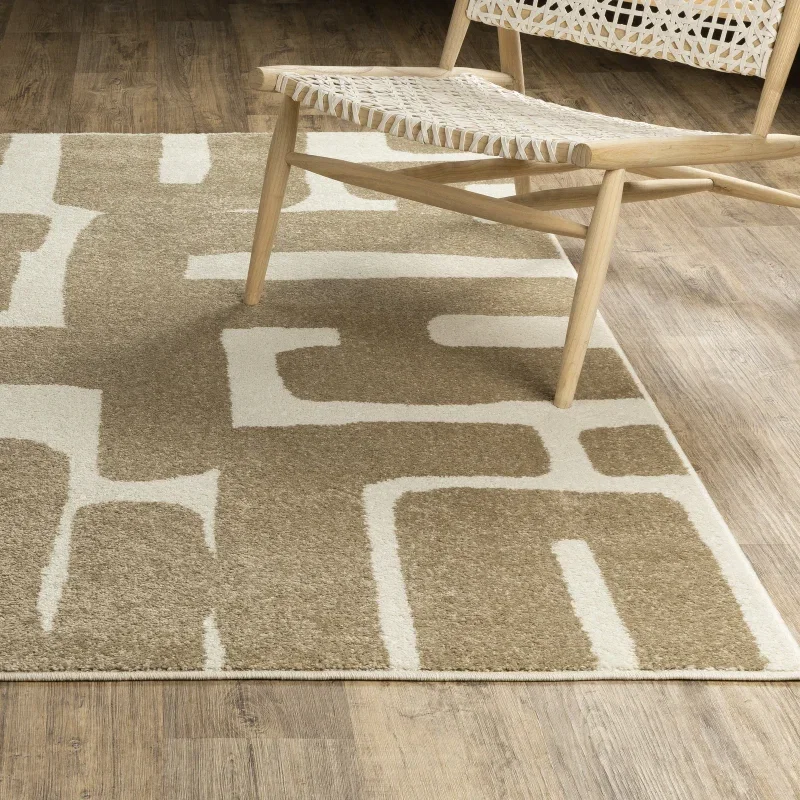 Tapete Reyna Laberinto en Beige con Marfil