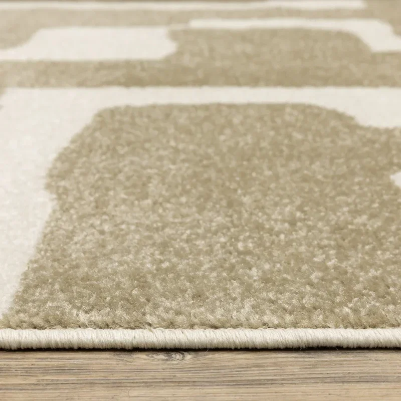 Tapete Reyna Laberinto en Beige con Marfil