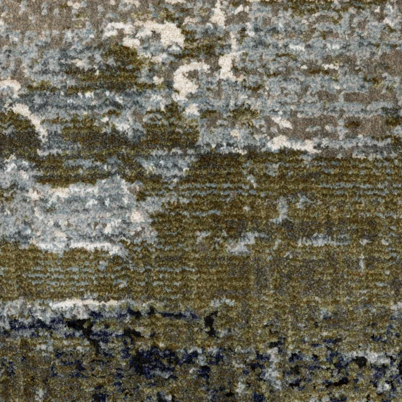 Tapete Rumbo Abstracto en Oliva con Marino