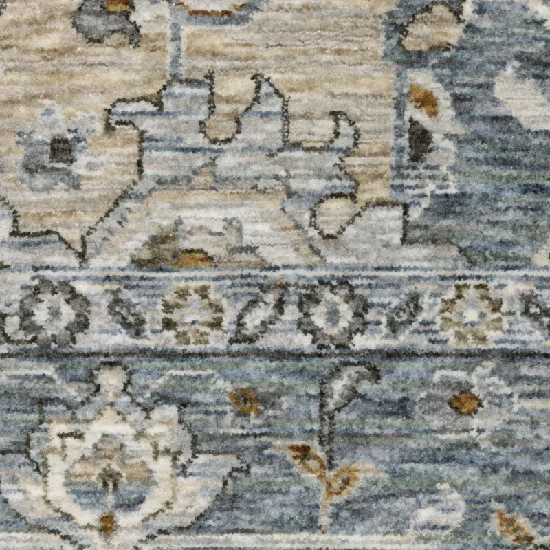 Tapete Soberano Medallón Heriz en Azul Piedra, detalle de la textura 2