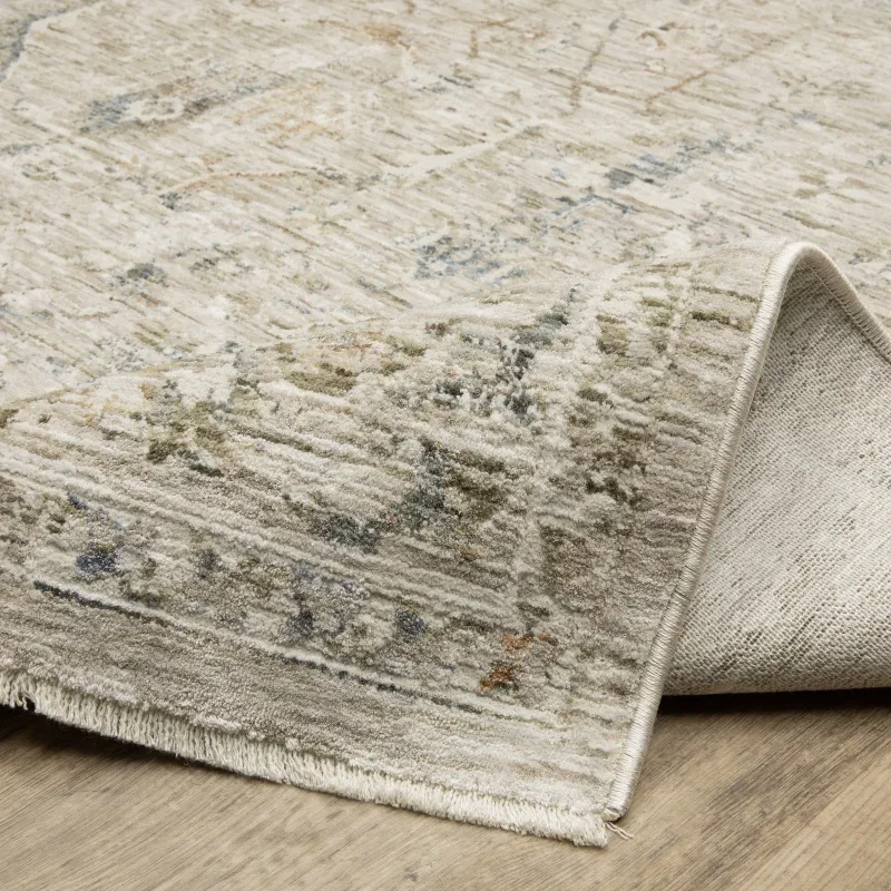 Tapete Valona Medallón Persa en Beige, detalle de la textura 3