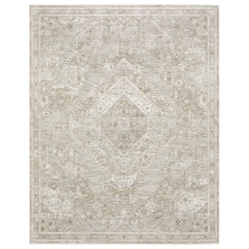 Tapete Valona Medallón Rombo en Beige Claro