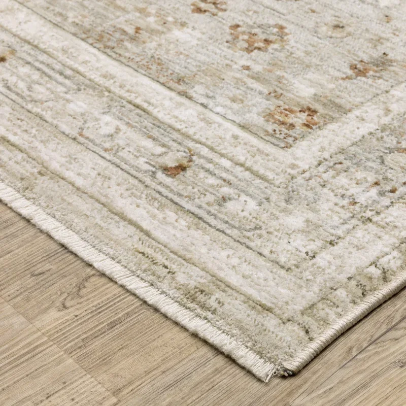 Tapete Valona Medallón Rombo en Beige Claro