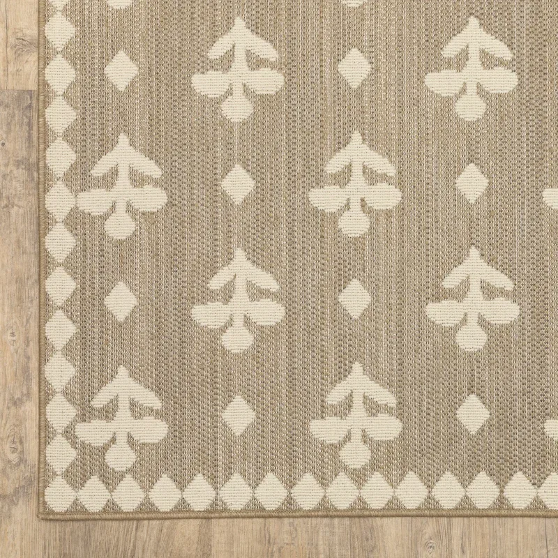 Tapete Zaira Botánico en Taupe, detalle de la textura 2