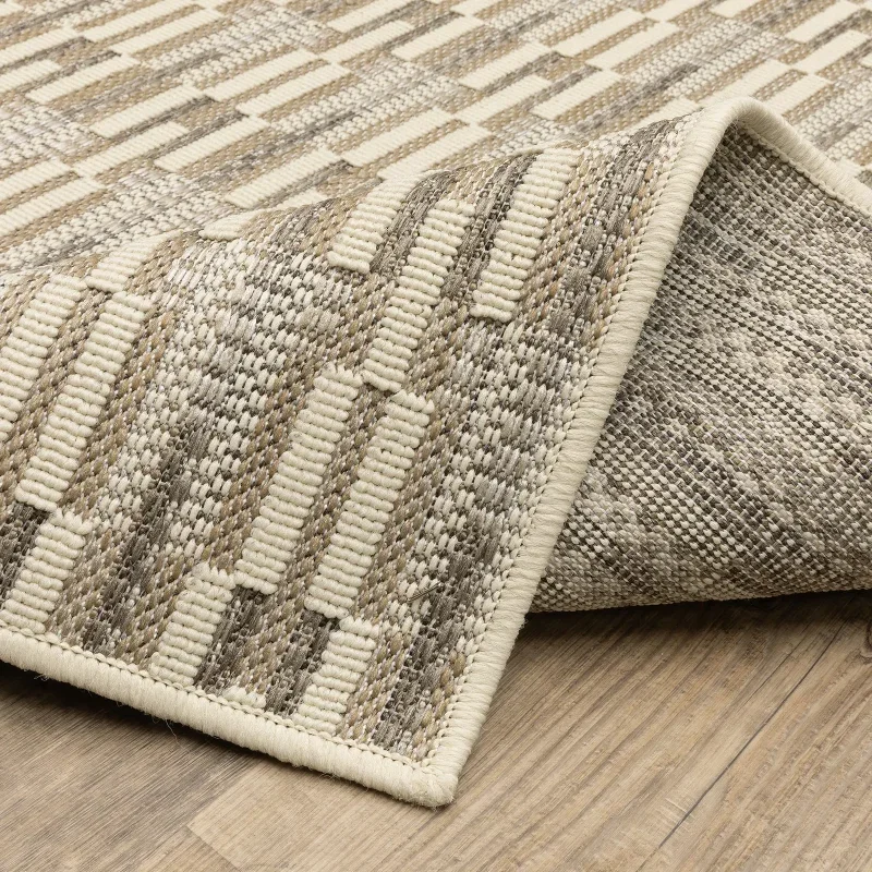 Tapete Zaira Geométrico en Beige, detalle de la textura 5
