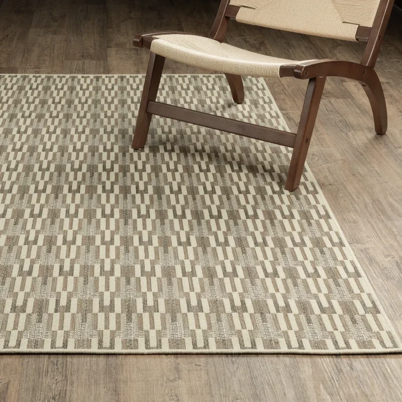 Tapete Zaira Geométrico en Beige ambientado 3