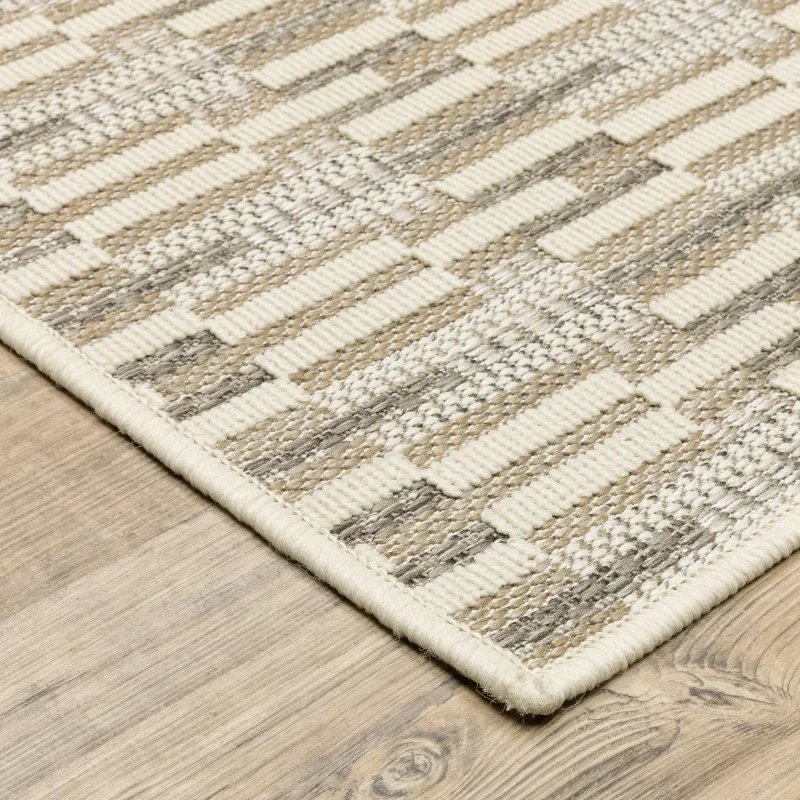 Tapete Zaira Geométrico en Beige, detalle de la textura