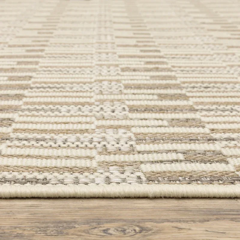 Tapete Zaira Geométrico en Beige, detalle de la textura 3