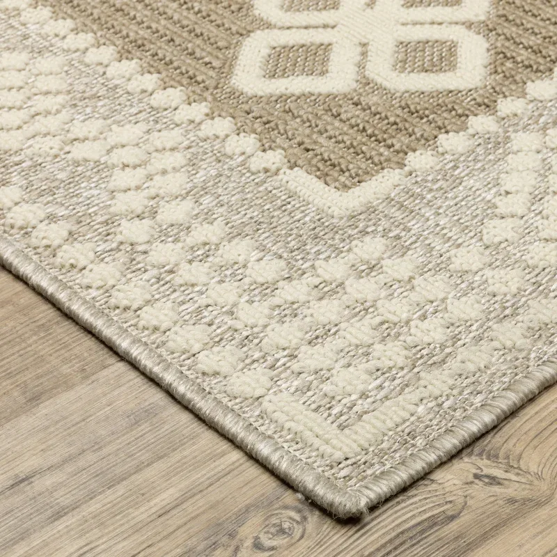 Tapete Zaira Greca en Beige, detalle de la textura