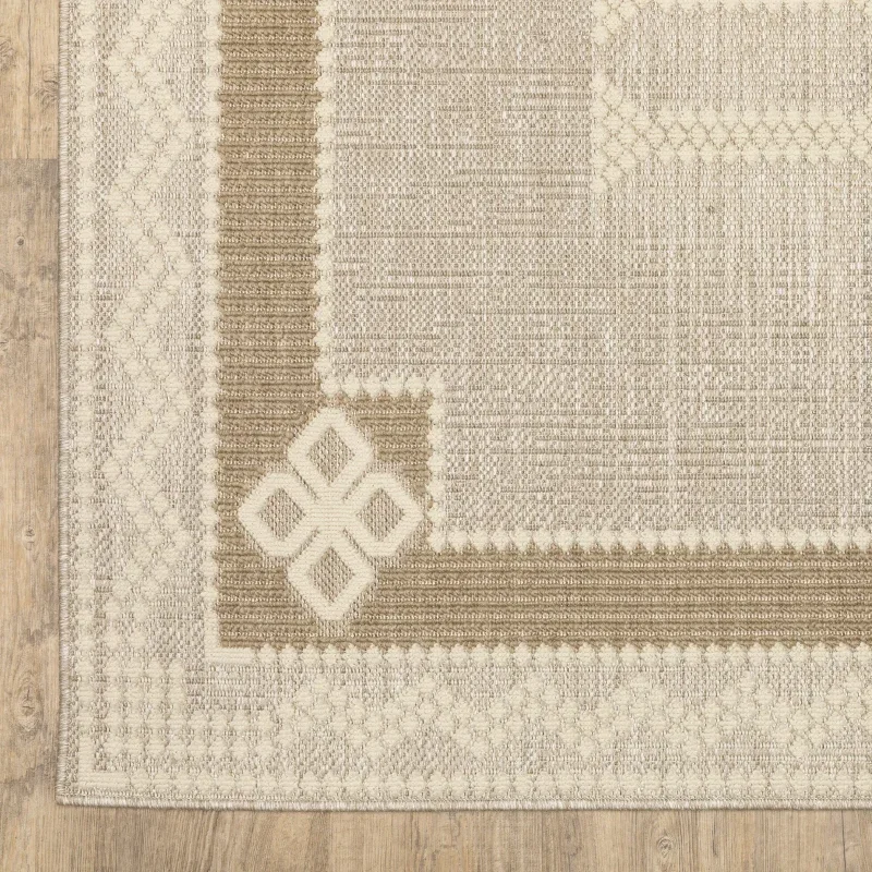 Tapete Zaira Greca en Beige, detalle de la textura 2