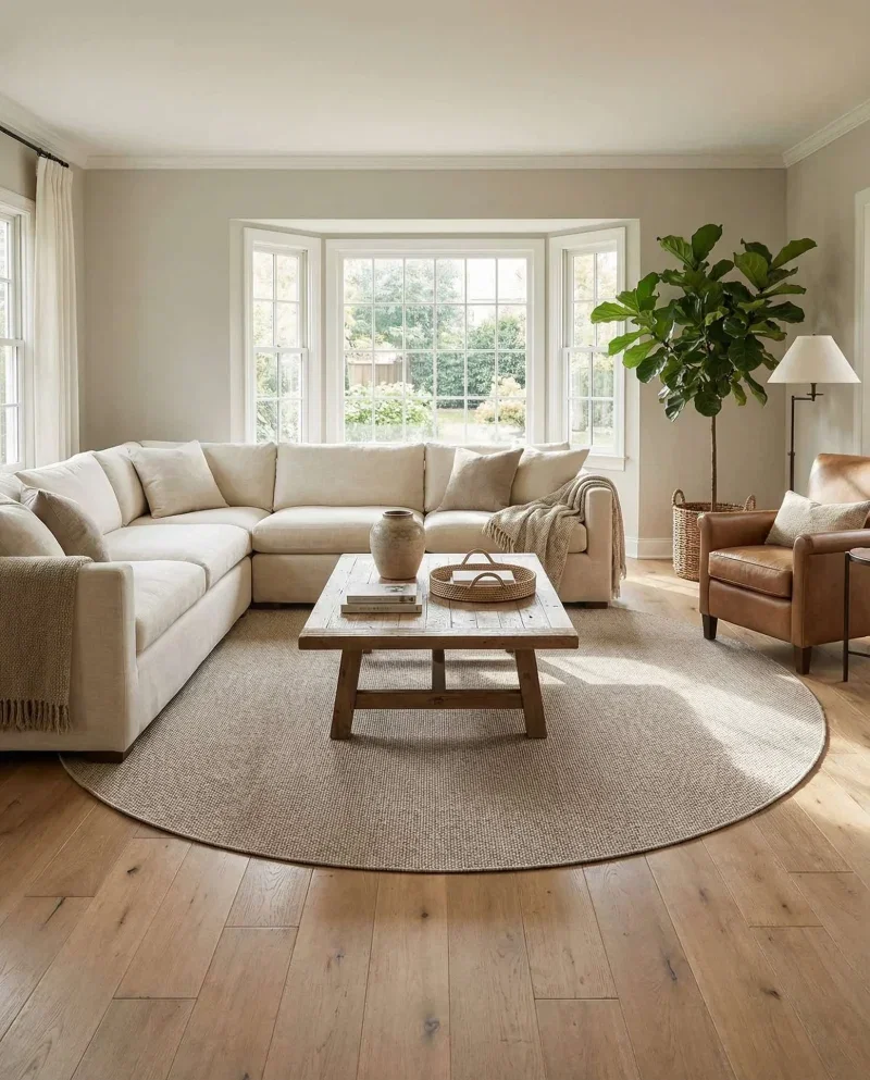 Tapete Solido Exterior en Beige - 4.00 Redondo