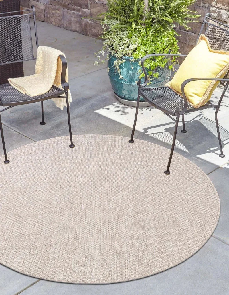 Tapete Solido Exterior en Beige - 4.00 Redondo