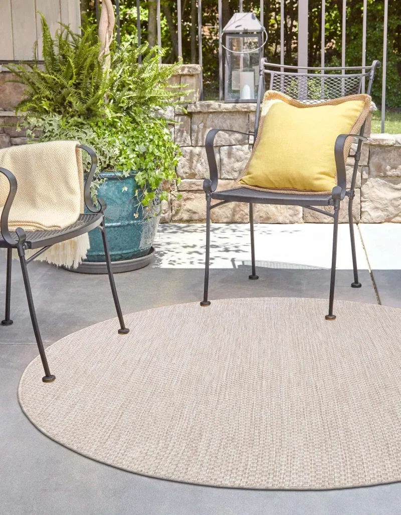 Tapete Solido Exterior en Beige - 4.00 Redondo