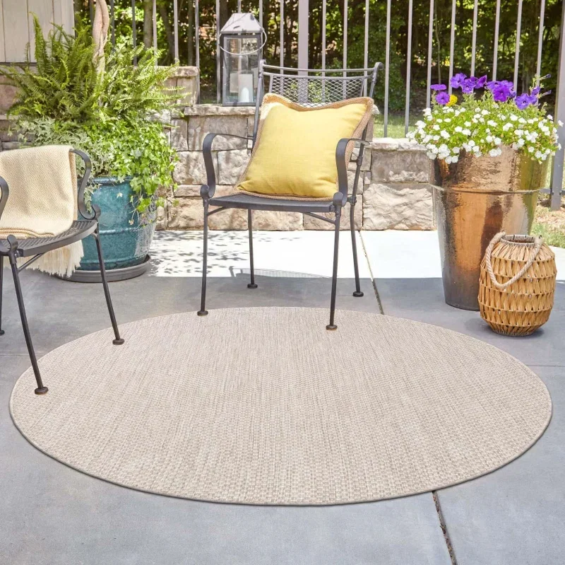 Tapete Solido Exterior en Beige - 4.00 Redondo