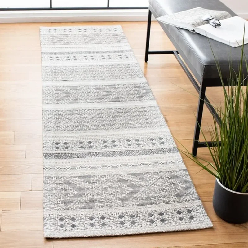 Tapete Pátina Bandas Kilim en Gris