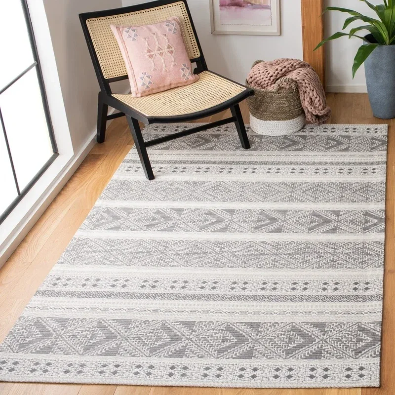Tapete Pátina Bandas Kilim en Gris
