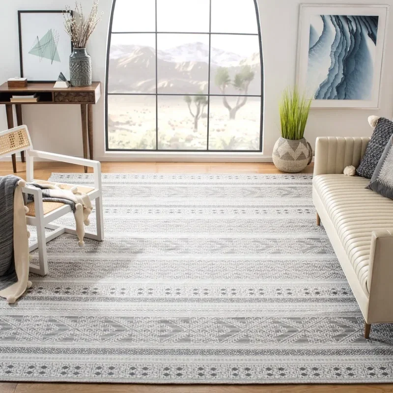 Tapete Pátina Bandas Kilim en Gris