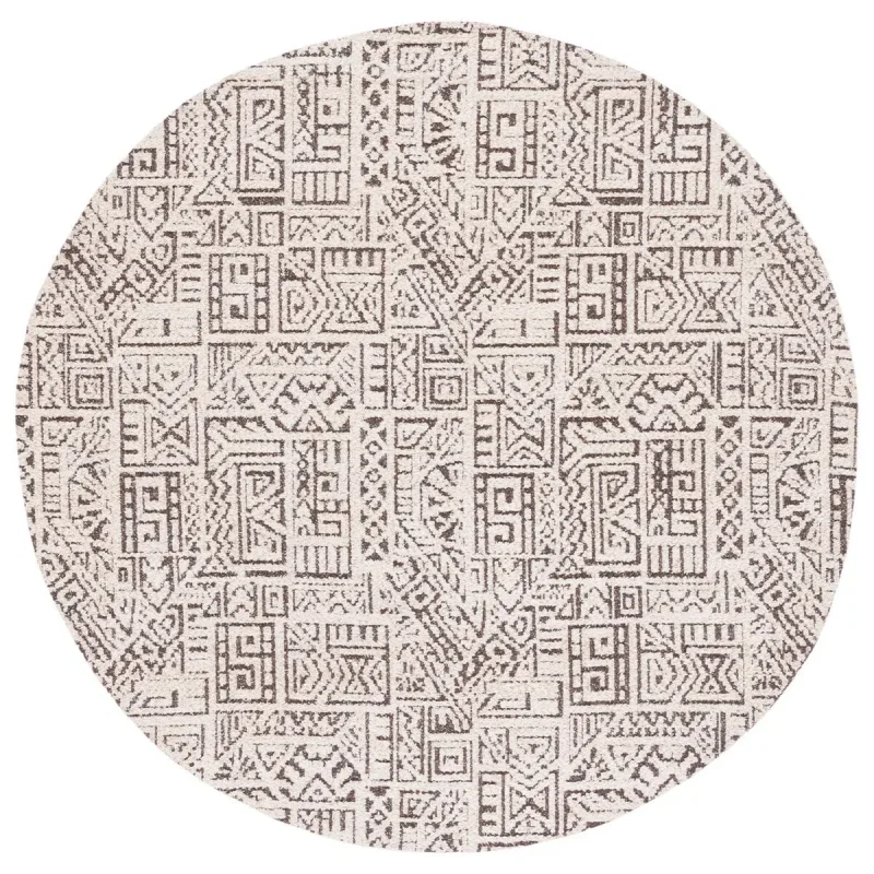 Tapete Pátina Grecas Tejidas en Natural con Marfil