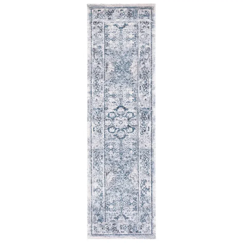 Tapete Pátina Medallón Floral Persa en Aguamarina con Azul