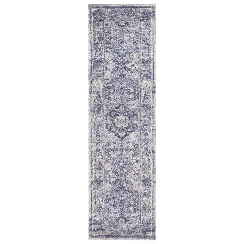 Tapete Pátina Medallón Floral Persa en Azul Marino con Verde Salvia