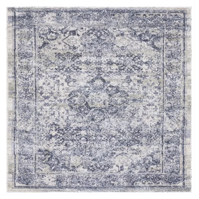 Tapete Pátina Medallón Floral Persa en Azul Marino con Verde Salvia