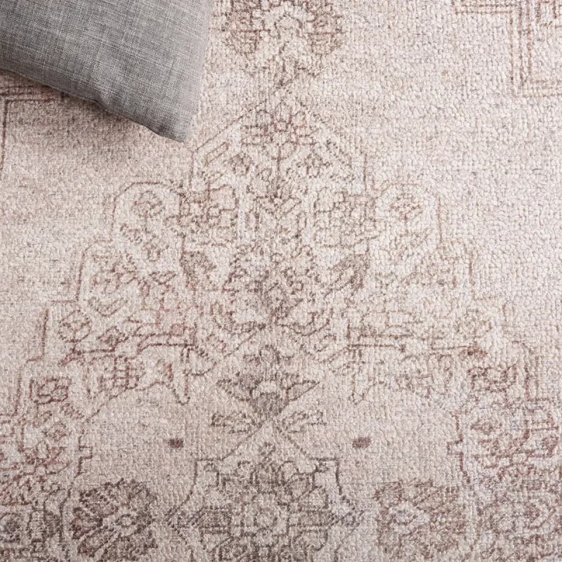 Tapete Pátina Medallón Monocromático en Gris con Beige