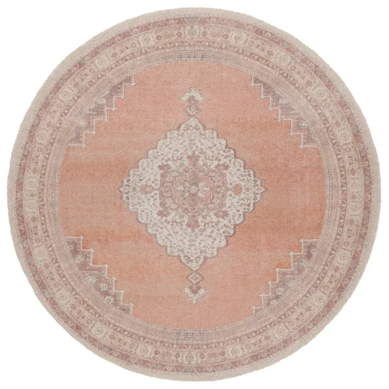 Tapete Pátina Medallón Ornamental en Marfil con Terracota