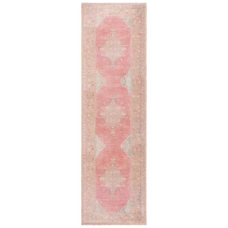 Tapete Pátina Medallón Oval en Rosa con Beige
